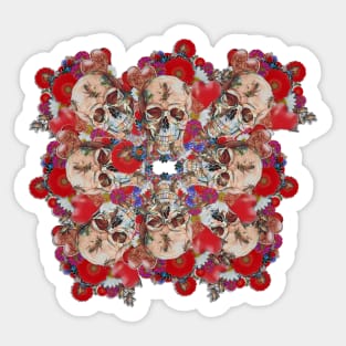 Skull Flower Power Party Sticker